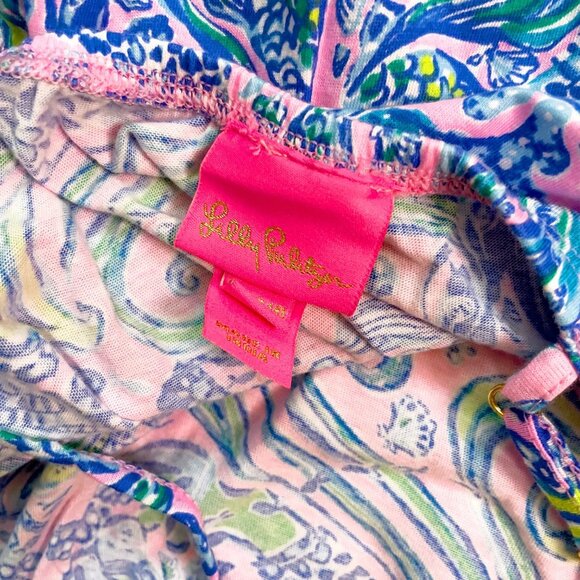 NWT Lilly Pulitzer Girls Mini Jace Romper in Lilac Rose/We Mermaid It Print, Siz - Picture 5 of 6
